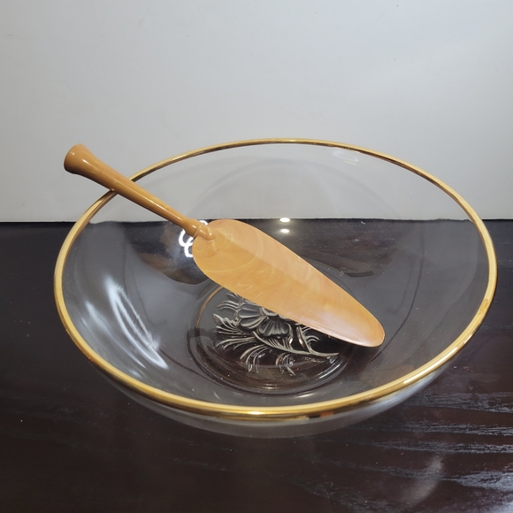 Vtg Gailstyn It's a "Dilly" 22K Gold Gilt Rimmed Glass Lot of 7 Serve Ware - Picture 10 of 12